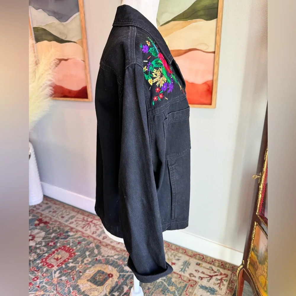 Carole Little Black Denim Jacket with Embroidery - Picture 5 of 9